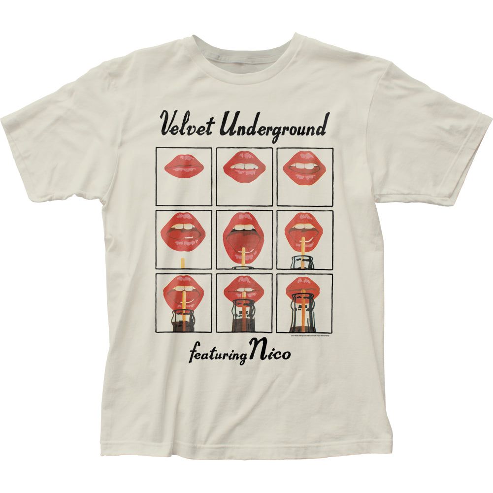Velvet Underground Featuring Nico Mens T Shirt Vintage White Retro Pop Classics