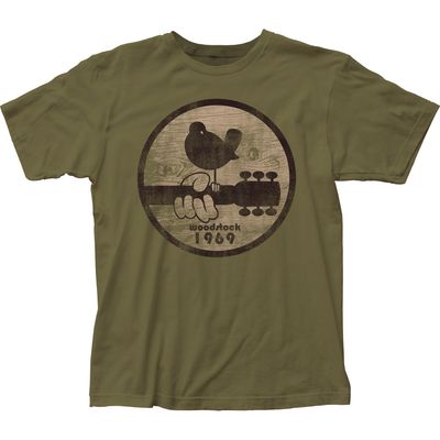 Woodstock 1969 Mens T Shirt Military Green Retro Pop Classics