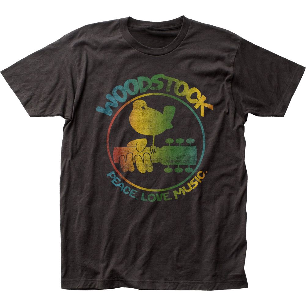 Woodstock Colorful Logo Mens T Shirt Black Retro Pop Classics