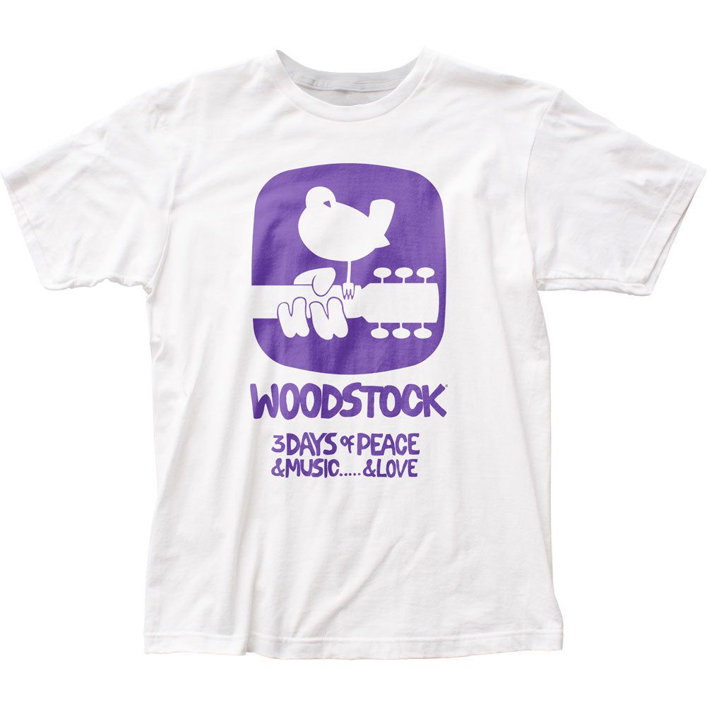 Woodstock Purple Logo Mens T Shirt White Retro Pop Classics