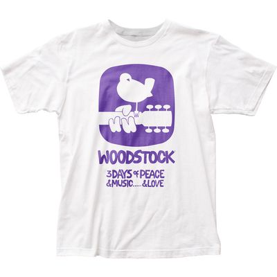 Woodstock Purple Logo Mens T Shirt White Retro Pop Classics