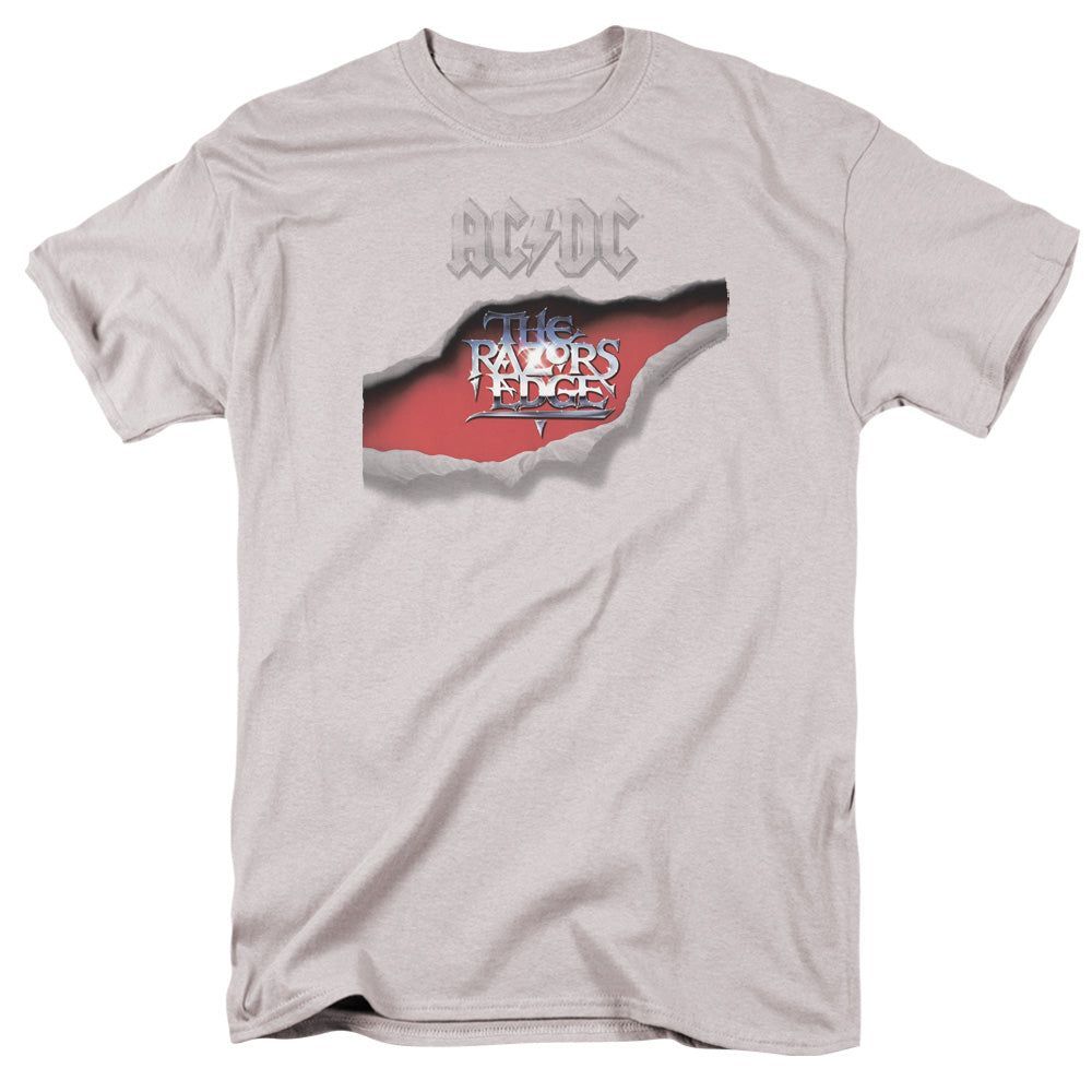 AC/DC Razors Edge Mens T Shirt Silver Retro Pop Classics