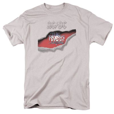 AC/DC Razors Edge Mens T Shirt Silver Retro Pop Classics