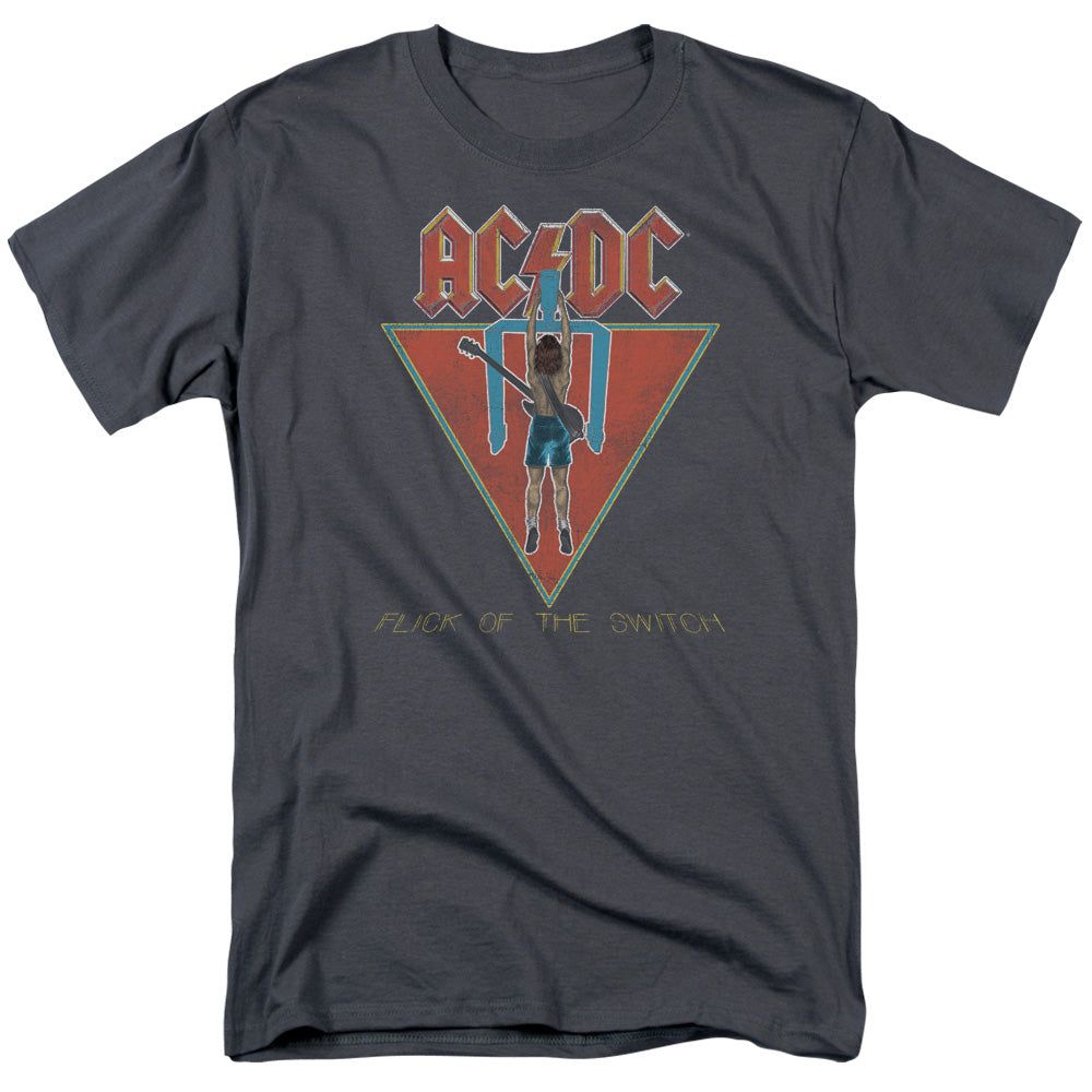 AC/DC Flick Of The Switch Mens T Shirt Charcoal Retro Pop Classics