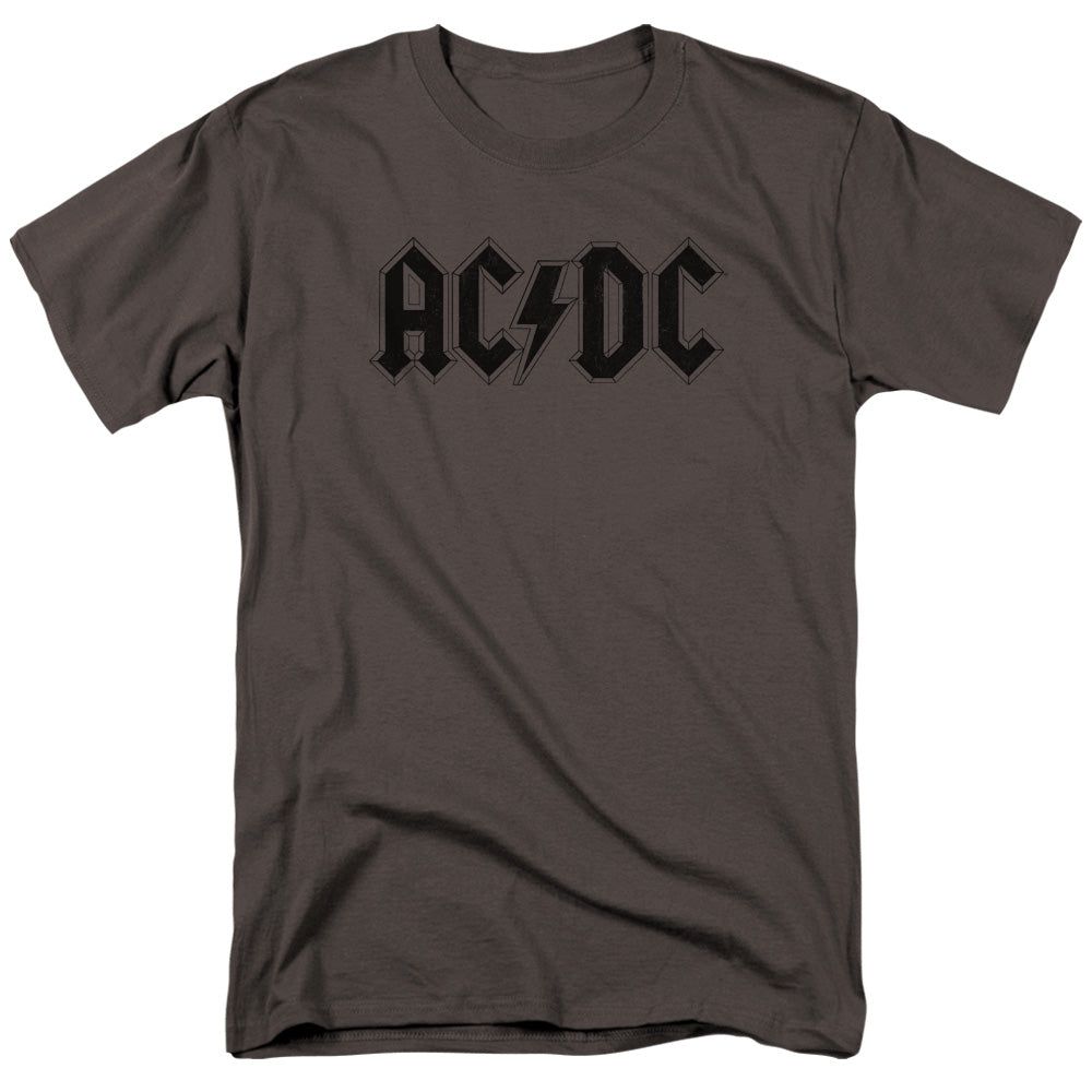 AC/DC Worn Logo Mens T Shirt Charcoal Retro Pop Classics