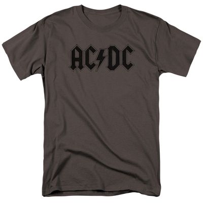 AC/DC Worn Logo Mens T Shirt Charcoal Retro Pop Classics