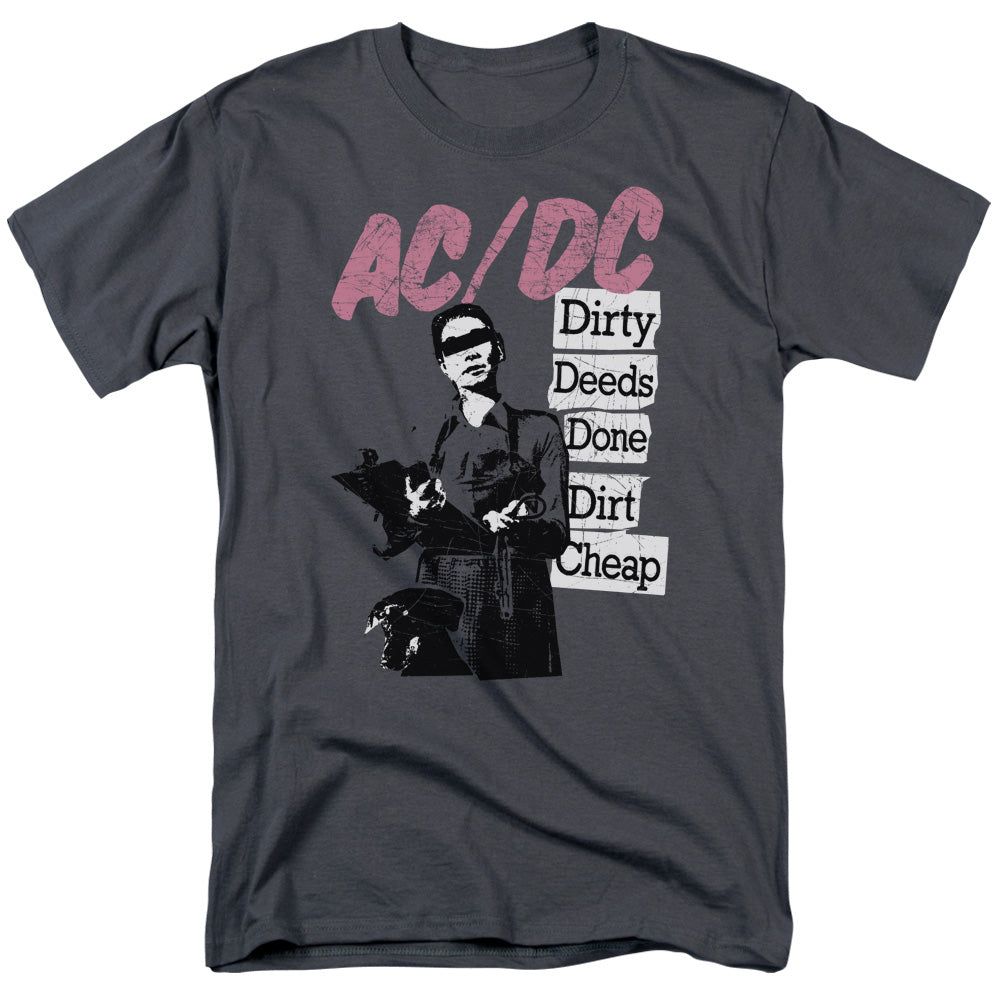 AC/DC Dirty Deeds Mens T Shirt Charcoal Retro Pop Classics
