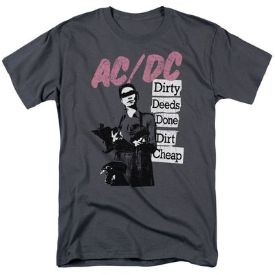 AC/DC Dirty Deeds Mens T Shirt Charcoal Retro Pop Classics