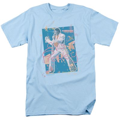 Elvis Presley Splatter Hawaii Mens T Shirt Carolina Blue Retro Pop Classics