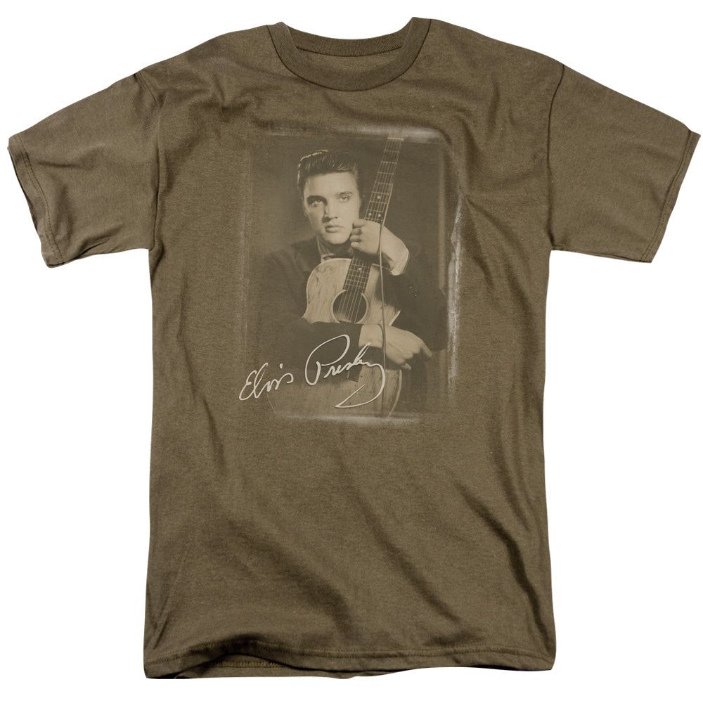 Elvis Presley Guitar Man Mens T Shirt Safari Green Retro Pop Classics