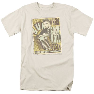 Sun Records Rock N Roll Began Poster Mens T Shirt Cream Retro Pop Classics