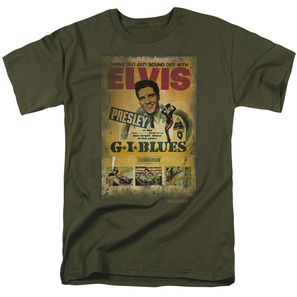 Elvis Presley Gi Blues Poster Mens T Shirt Military Green Retro Pop Classics