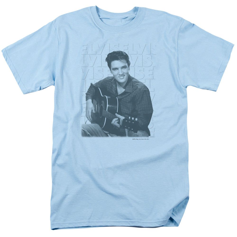 Elvis Presley Repeat Mens T Shirt Light Blue Retro Pop Classics