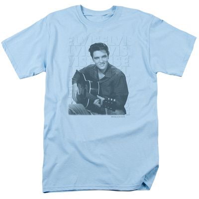 Elvis Presley Repeat Mens T Shirt Light Blue Retro Pop Classics