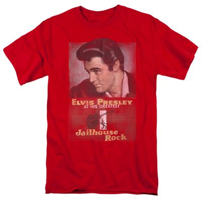 Elvis Presley Jailhouse Rock Poster Mens T Shirt Red Retro Pop Classics