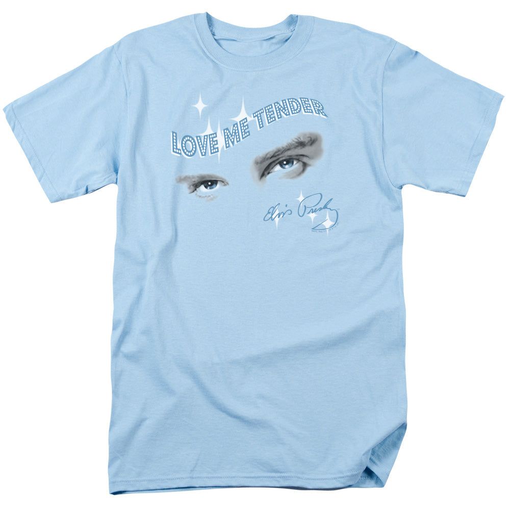 Elvis Presley Tender Eyes Mens T Shirt Light Blue Retro Pop Classics