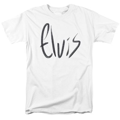 Elvis Presley Sketchy Name Mens T Shirt White Retro Pop Classics