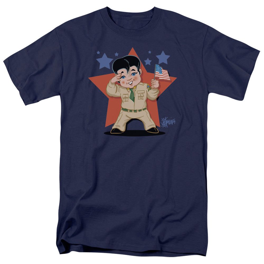 Elvis Presley Lil G I Mens T Shirt Navy Retro Pop Classics