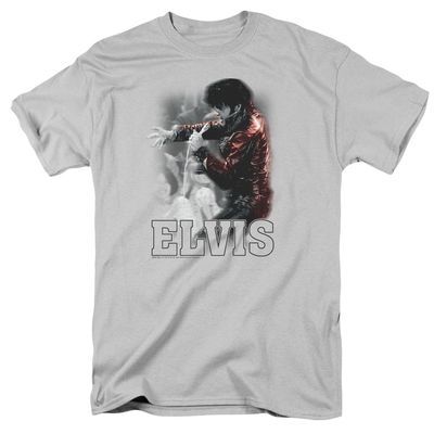Elvis Presley Black Leather Mens T Shirt Silver Retro Pop Classics
