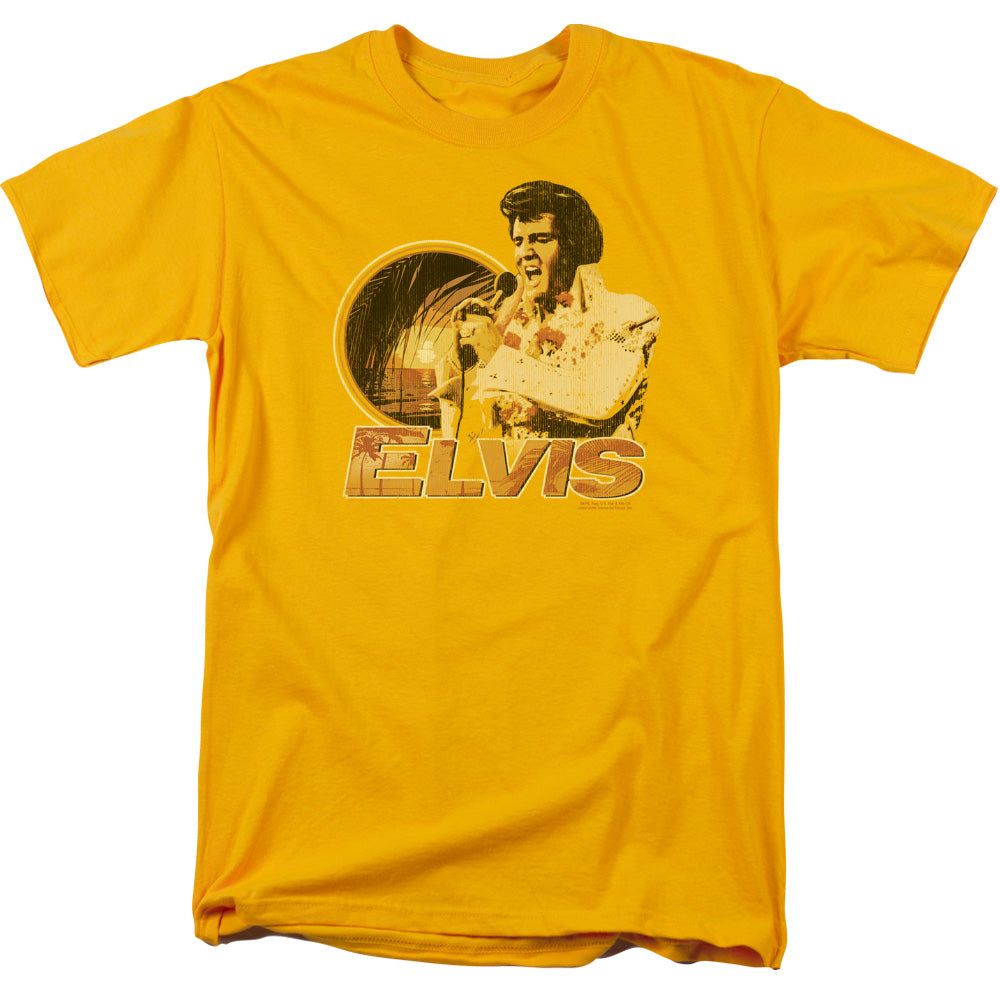 Elvis Presley Singing Hawaii Style Mens T Shirt Gold Retro Pop Classics