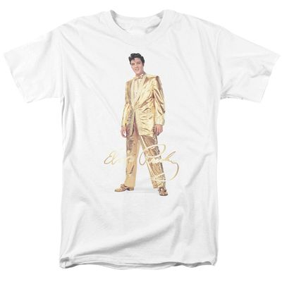 Elvis Presley Gold Lame Suit Mens T Shirt White Retro Pop Classics