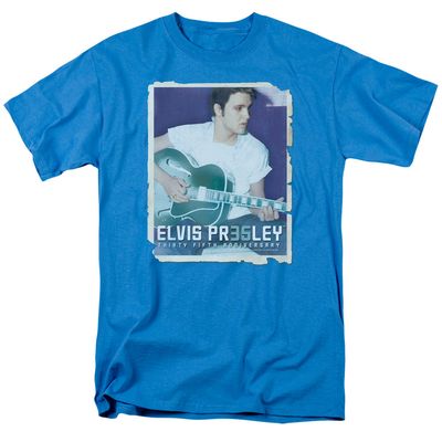 Elvis Presley 35 Guitar Mens T Shirt Turquoise Retro Pop Classics