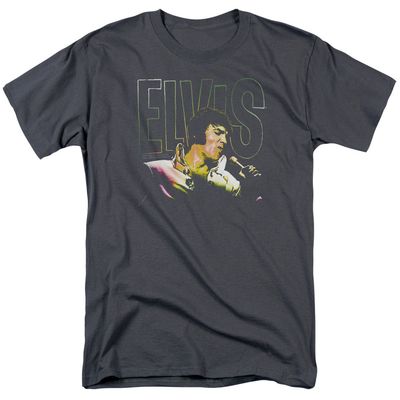 Elvis Presley Multicolored Mens T Shirt Charcoal Retro Pop Classics