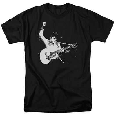 Elvis Presley Black And White Guitarman Mens T Shirt Black Retro Pop Classics
