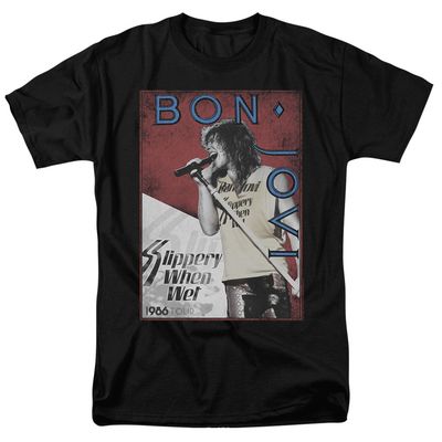 Sticker &amp; Shirt Bon Jovi 86 Tour Mens T Shirt Black Band349 Stk1 8 Retro Pop Classics
