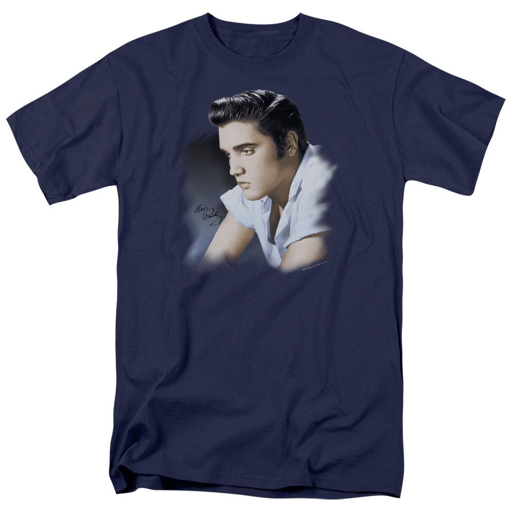 Elvis Presley Blue Profile Mens T Shirt Navy Retro Pop Classics