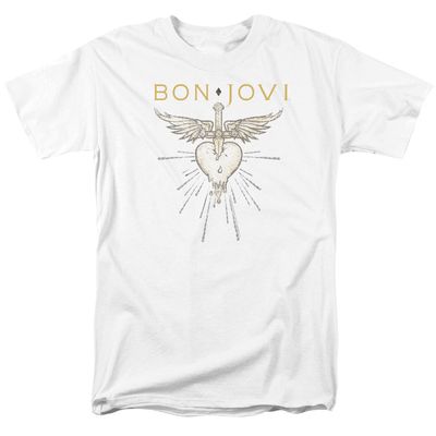 Bon Jovi Greatest Hits Mens T Shirt White Retro Pop Classics