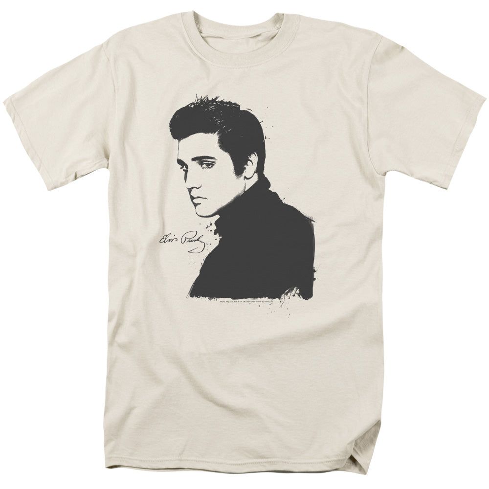 Elvis Presley Black Paint Mens T Shirt Cream Retro Pop Classics