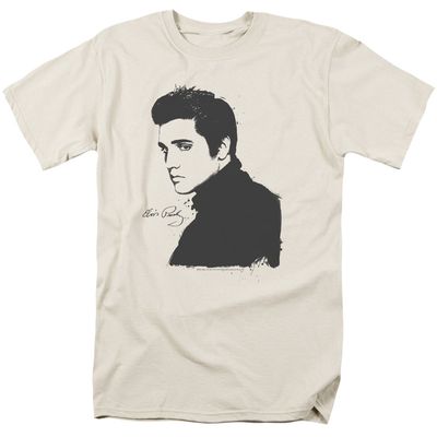 Elvis Presley Black Paint Mens T Shirt Cream Retro Pop Classics