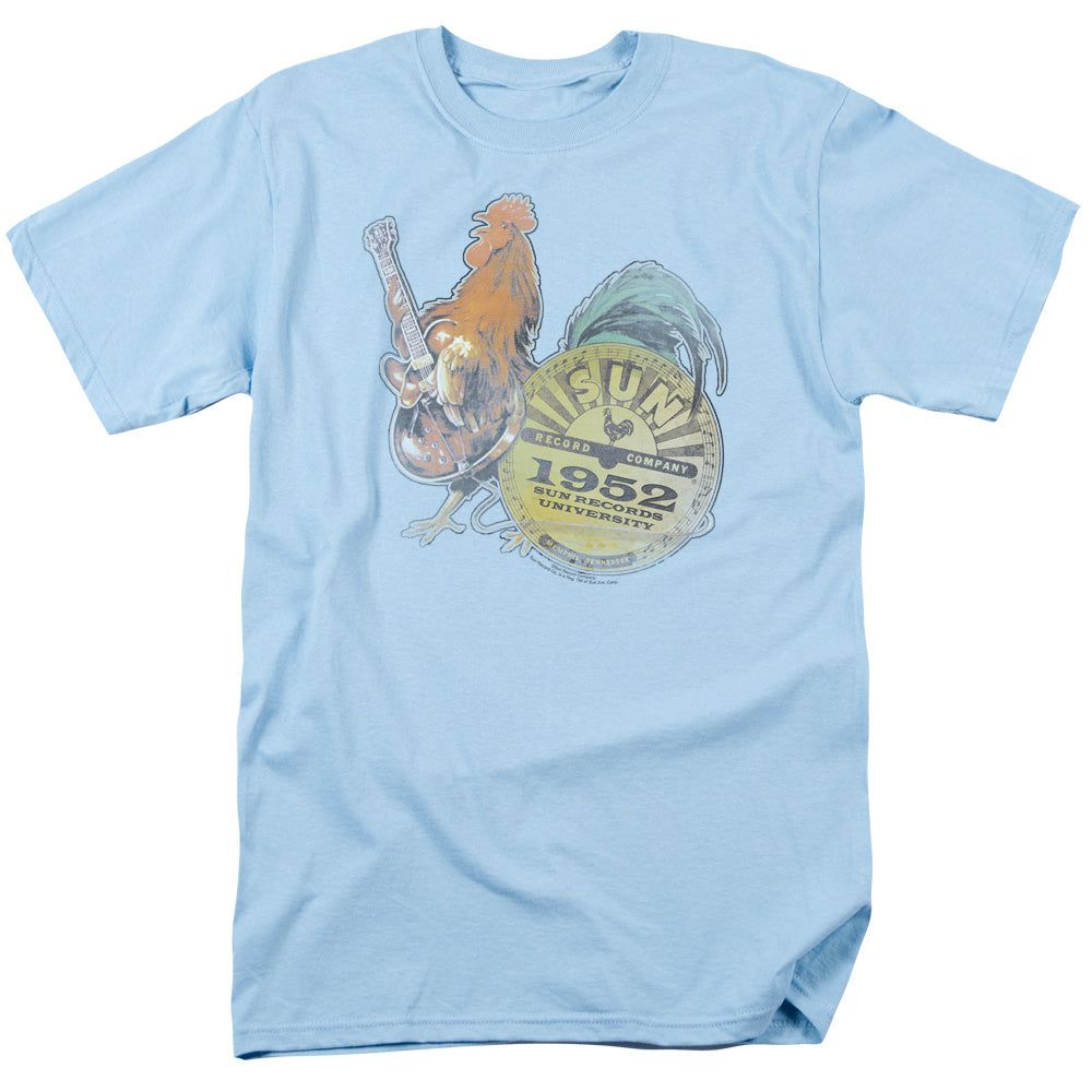 Sun Records Rockin Rooster Mens T Shirt Light Blue Retro Pop Classics
