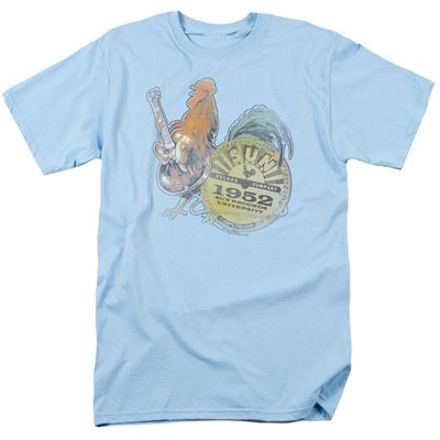 Sun Records Rockin Rooster Mens T Shirt Light Blue Retro Pop Classics