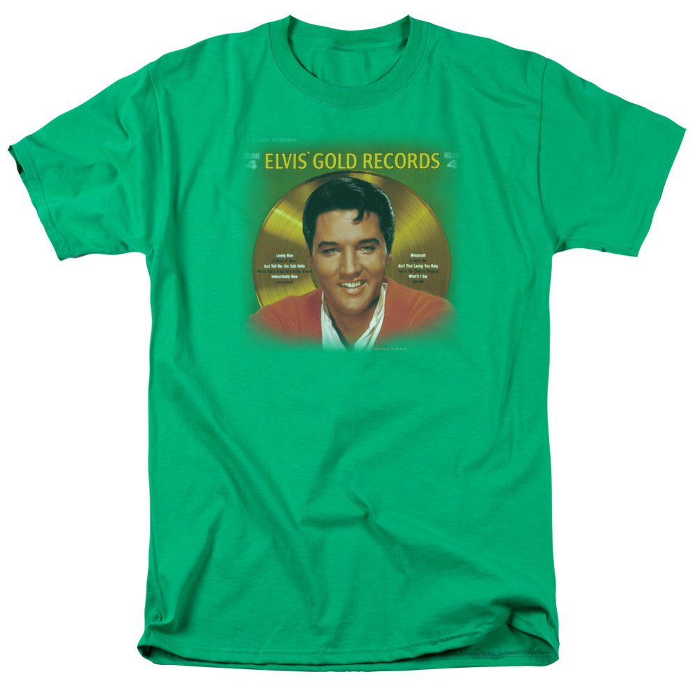 Elvis Presley Gold Records Mens T Shirt Kelly Green Retro Pop Classics