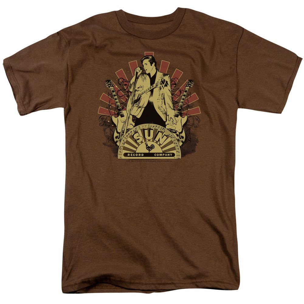 Sun Records Elvis Rising Mens T Shirt Coffee Retro Pop Classics
