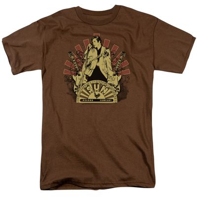 Sun Records Elvis Rising Mens T Shirt Coffee Retro Pop Classics