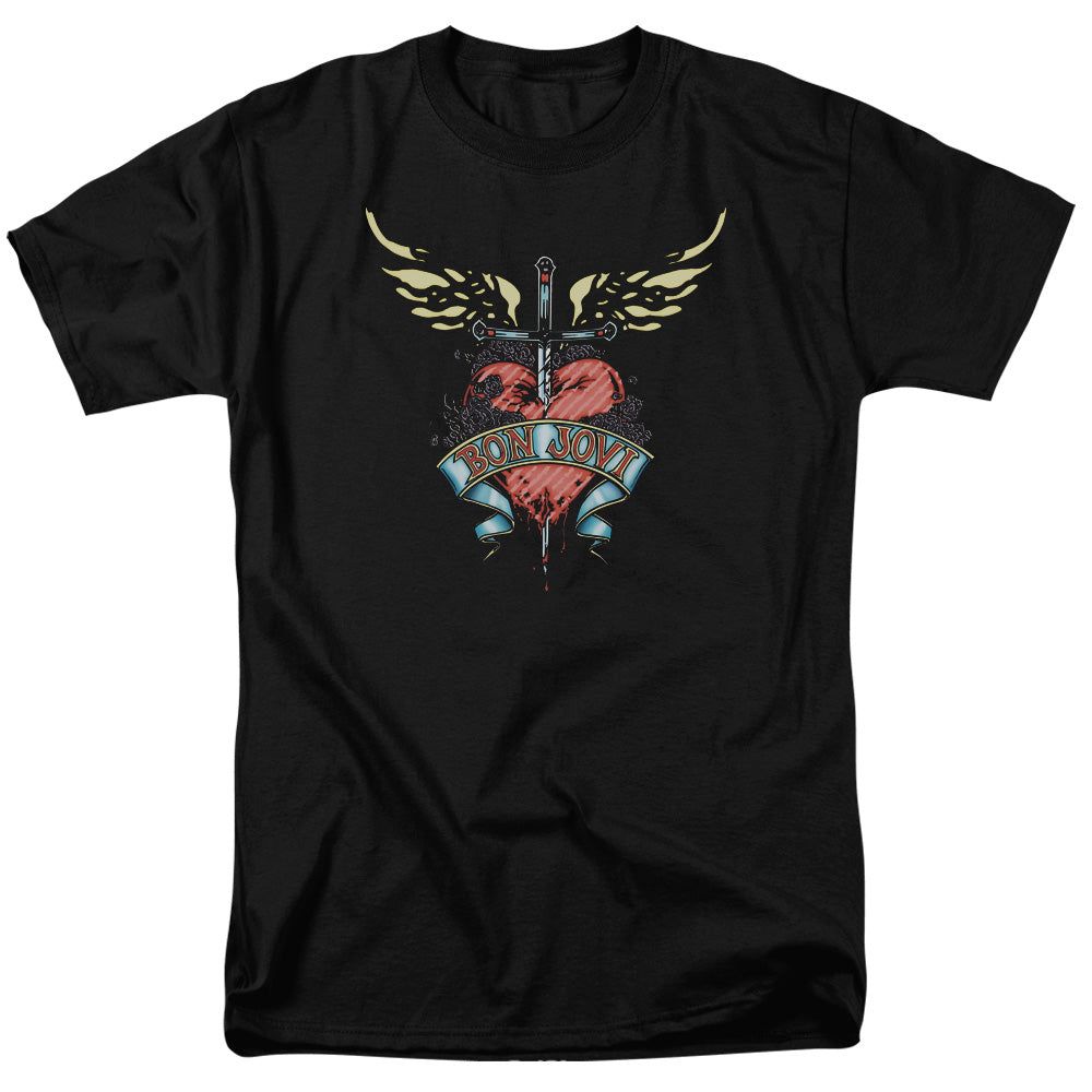 Bon Jovi Daggered Mens T Shirt Black Retro Pop Classics