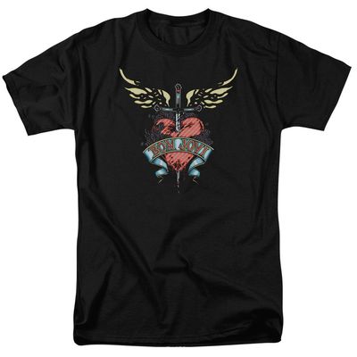 Bon Jovi Daggered Mens T Shirt Black Retro Pop Classics