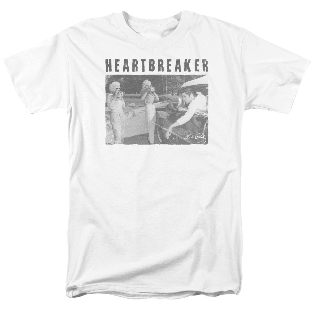 Elvis Presley Heartbreaker Mens T Shirt White Retro Pop Classics