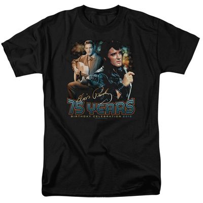 Elvis Presley 75 Years Mens T Shirt Black Retro Pop Classics