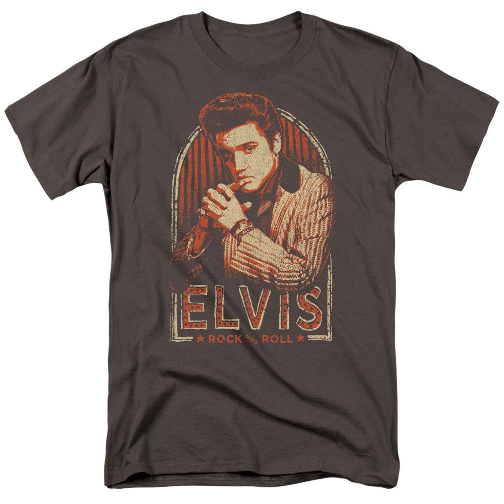Elvis Presley Stripes Mens T Shirt Charcoal Retro Pop Classics