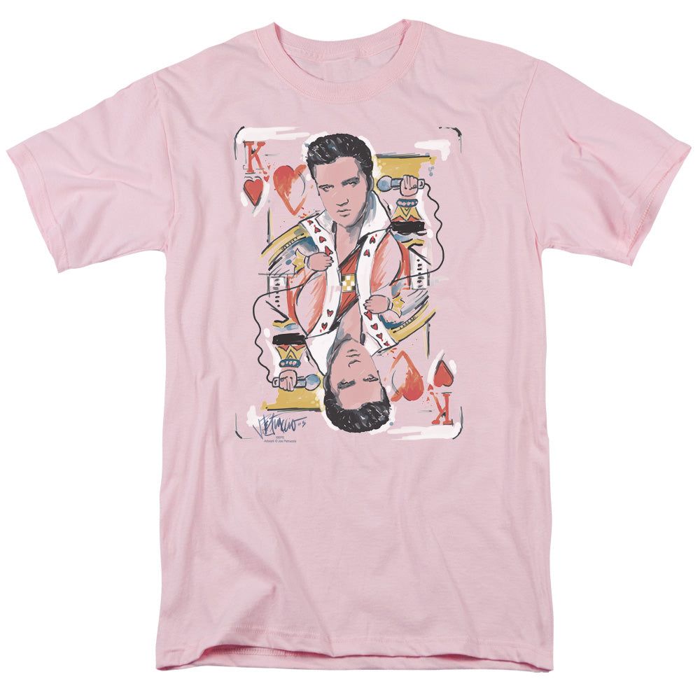 Elvis Presley King Of Hearts Mens T Shirt Pink Retro Pop Classics