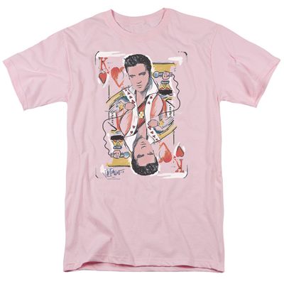Elvis Presley King Of Hearts Mens T Shirt Pink Retro Pop Classics