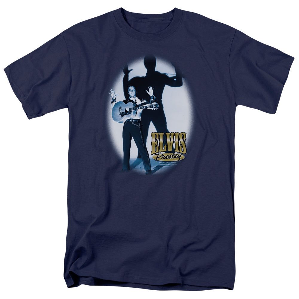 Elvis Presley Hands Up Mens T Shirt Navy Retro Pop Classics