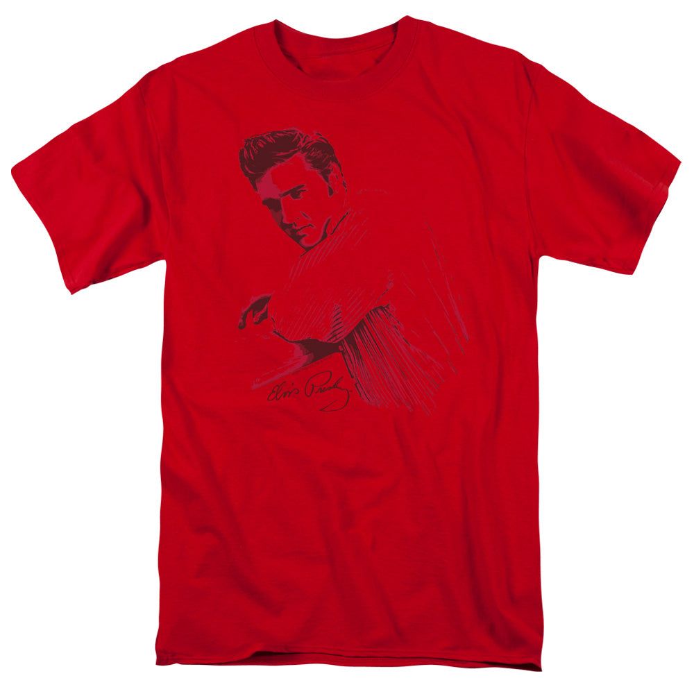 Elvis Presley On The Range Mens T Shirt Red Retro Pop Classics
