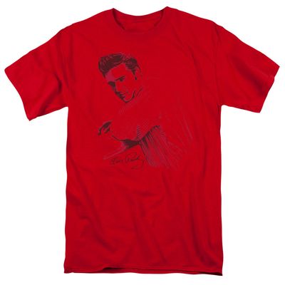Elvis Presley On The Range Mens T Shirt Red Retro Pop Classics