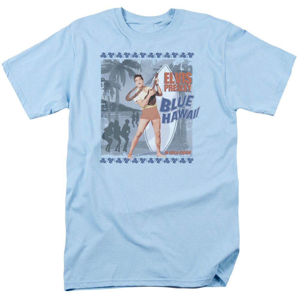 Elvis Presley Blue Hawaii Poster Mens T Shirt Light Blue Retro Pop Classics