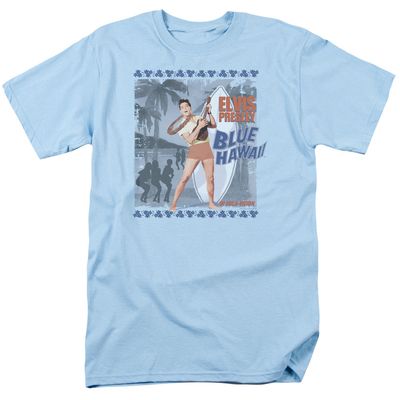Elvis Presley Blue Hawaii Poster Mens T Shirt Light Blue Retro Pop Classics